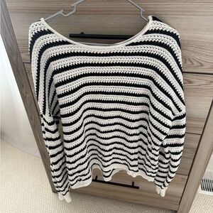 Blu Pepper Black and White Striped Sweater